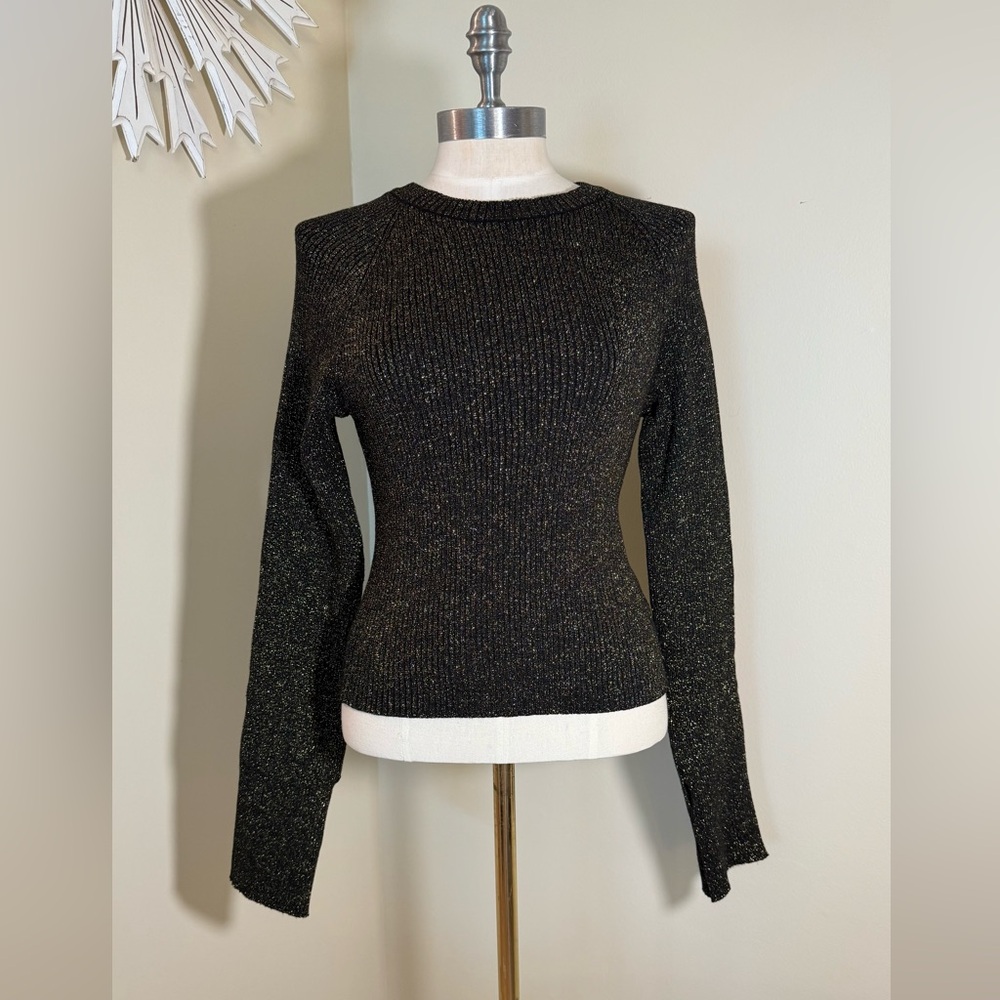 Hyfve black & metallic gold ribbed sweater L